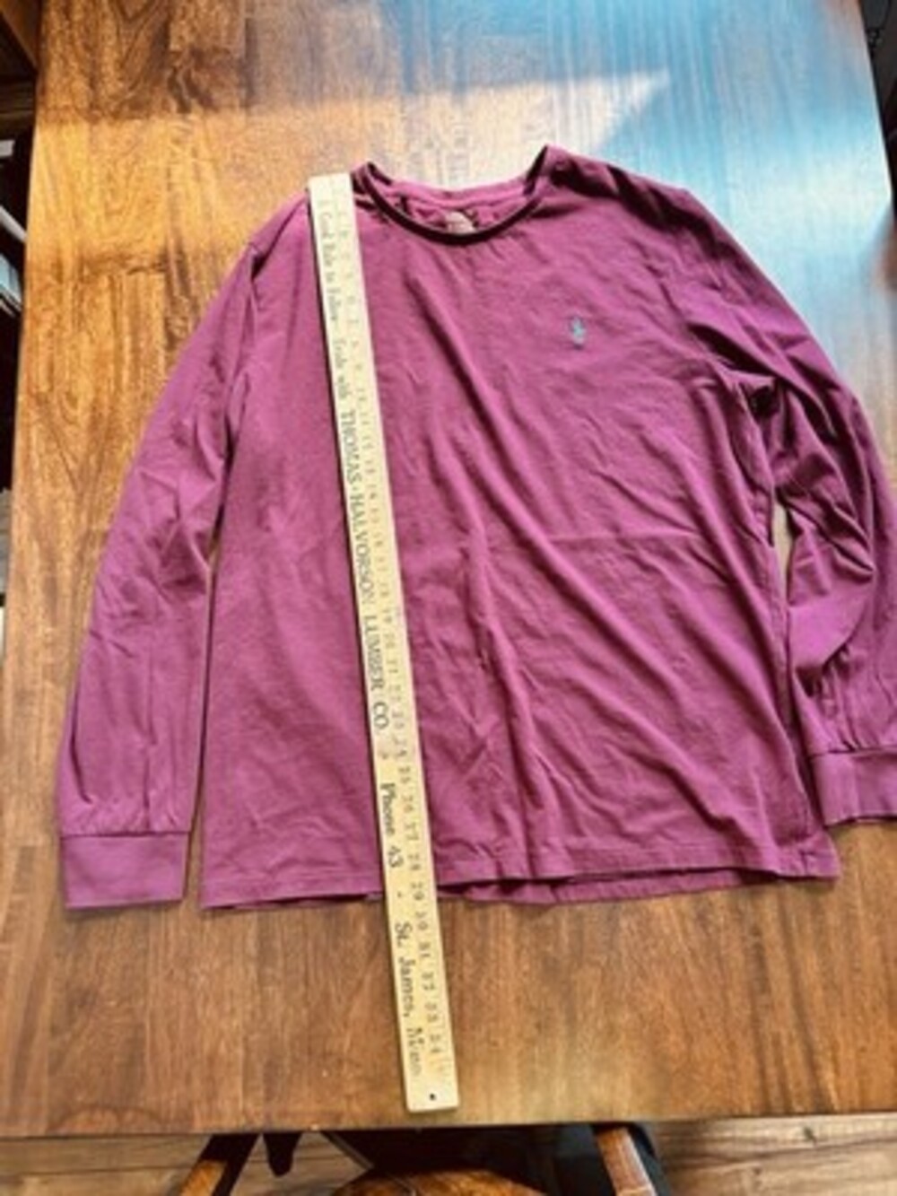 Men’s Polo Brand Long Sleeve T-shirt Burgundy/maroon Size XL